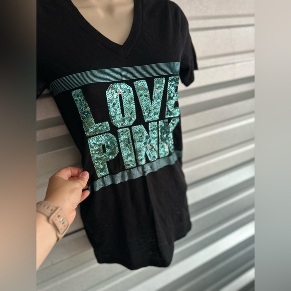 Women’s PINK Victoria’s Secret BLING Ombré V-Neck Tee Size XS - Picture 3 of 7